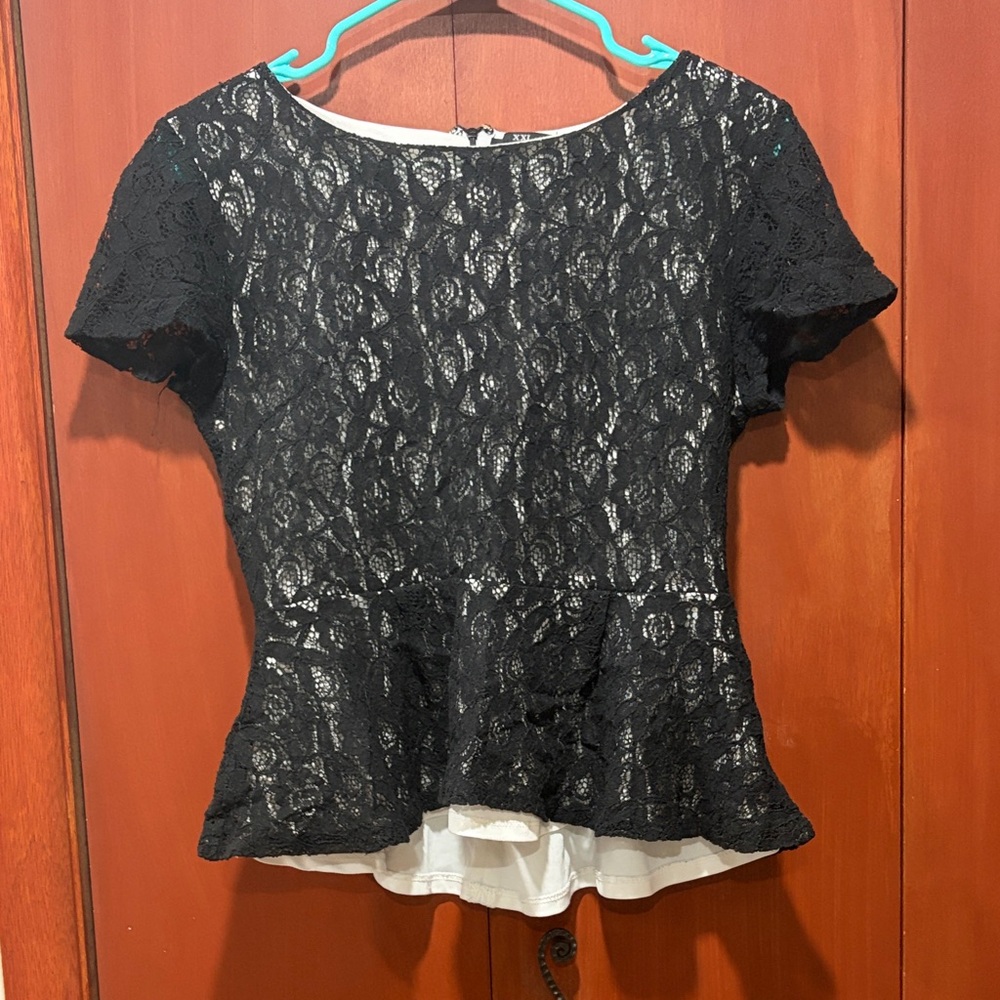 Forever 21 Black Lace Peplum Top